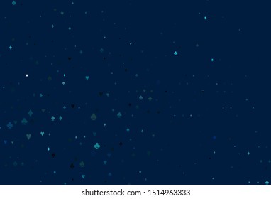 Light BLUE vector pattern with symbol of cards. Glitter abstract sketch with isolated symbols of playing cards. Pattern for booklets, leaflets of gambling houses.