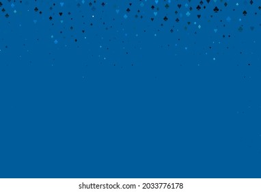 Light BLUE vector pattern with symbol of cards. Colorful gradient with signs of hearts, spades, clubs, diamonds. Pattern for ads of parties, events in Vegas.