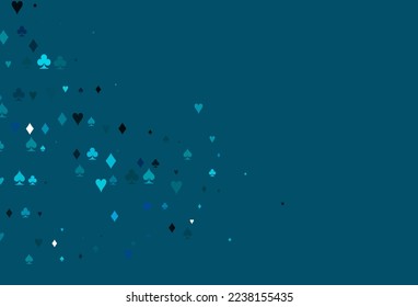 Light BLUE vector pattern with symbol of cards. Colorful gradient with signs of hearts, spades, clubs, diamonds. Design for ad, poster, banner of gambling websites.
