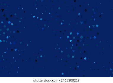 Light BLUE vector pattern with symbol of cards. Glitter abstract sketch with isolated symbols of playing cards. Pattern for ads of parties, events in Vegas.