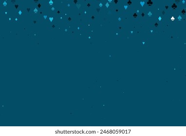 Light BLUE vector pattern with symbol of cards. Illustration with set of hearts, spades, clubs, diamonds. Smart design for your business advert of casinos.