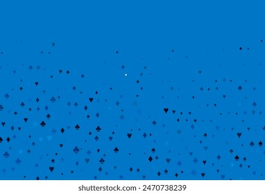 Light BLUE vector pattern with symbol of cards. Colored illustration with hearts, spades, clubs, diamonds. Pattern for ads of parties, events in Vegas.