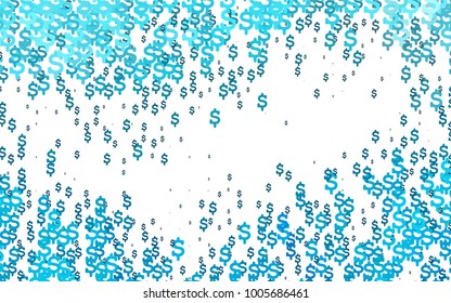 Light BLUE vector pattern with symbols of dollars. Colored symbols of USA money with gradient on white background. Best design for your ad, poster, banner of USD money.