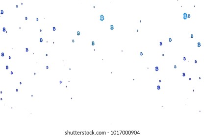 Light BLUE vector pattern with symbols of Bitcoins. Shining illustration with signs of Bitcoins on abstract template. Best design for your ad, poster, banner of BTC money.