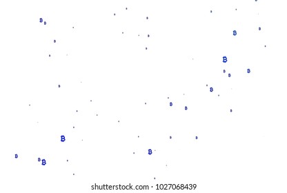 Light BLUE vector pattern with symbols of Bitcoins. Shining illustration with signs of Bitcoins on abstract template. Smart design for your business advert of economic, wealth.