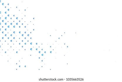 Light BLUE vector pattern with symbols of Euro. Blurred design in simple style with symbols of Euro. Template can be used as a background for ads of markets, loans.