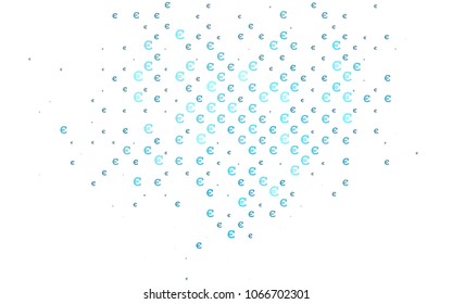 Light BLUE vector pattern with symbols of Euro. Colored symbols of cryptocurrency on white background. Smart design for your business advert of economic, wealth.