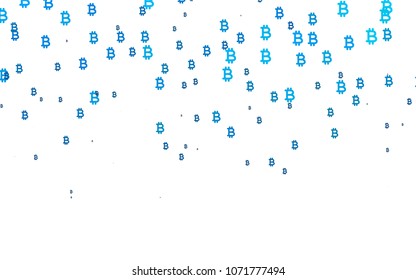 Light BLUE vector pattern with symbols of Bitcoins. Blurred design in simple style with symbols of Bitcoins. Template can be used as a background for ads of markets, loans.