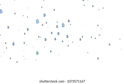 Light BLUE vector pattern with symbols of Bitcoins. Abstract illustration with colored financial digital symbols. Smart design for your business advert of economic, wealth.