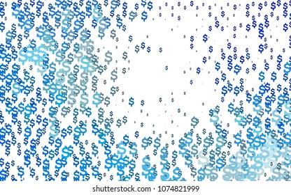 Light BLUE vector pattern with symbols of dollars. Blurred design in simple style with symbols of dollars. The pattern can be used for financial, investment websites.