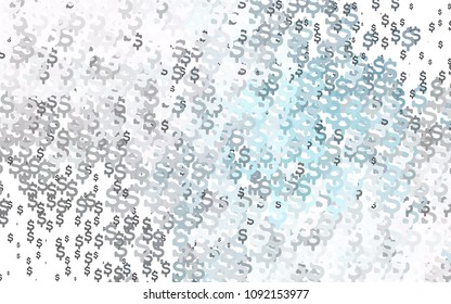 Light BLUE vector pattern with symbols of dollars. Modern geometrical abstract illustration with banking symbols. The pattern can be used as ads, poster, banner for payments.