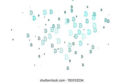 Light BLUE vector pattern with symbols of Bitcoins. Abstract illustration with colored financial digital symbols. Best design for your ad, poster, banner of BTC money.