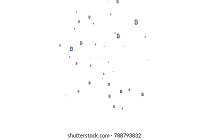 Light BLUE vector pattern with symbols of Bitcoins. Colored symbols of cryptocurrency on white background. Smart design for your business advert of economic, wealth.