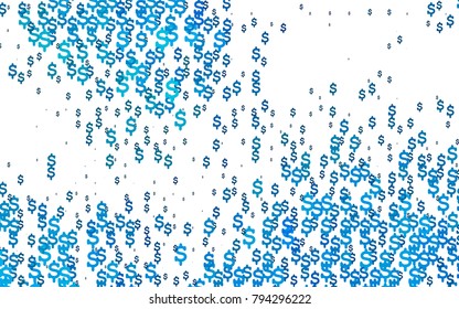 Light BLUE vector pattern with symbols of dollars. Shining colored illustration with dollar signs, USD. The pattern can be used for ad, booklets, leaflets of banks