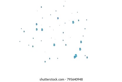 Light BLUE vector pattern with symbols of Bitcoins. Colored symbols of cryptocurrency on white background. The pattern can be used for financial, investment websites.