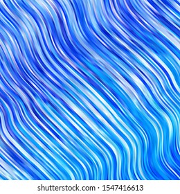 Light BLUE vector pattern with wry lines. Illustration in halftone style with gradient curves. Pattern for websites, landing pages.