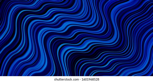 Light BLUE vector pattern with wry lines. Abstract illustration with gradient bows. Best design for your ad, poster, banner.