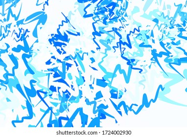 Light BLUE vector pattern with wry lines. A sample with colorful lines, shapes. Colorful wave pattern for your design.