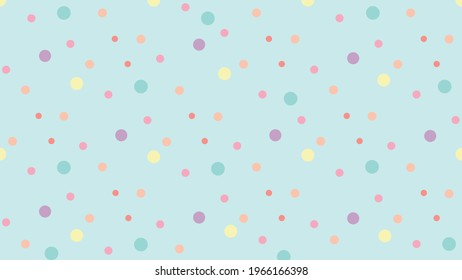 Light blue vector polka dot colorful wallpaper. Dotted, pastel colors, round, decorative element, presentation, kids nursery, template.Typography and digital use.