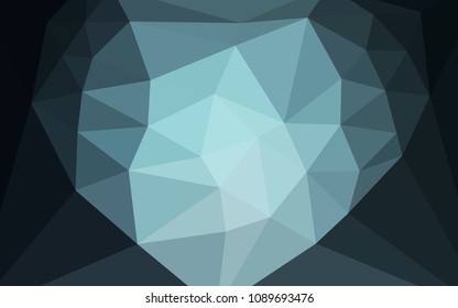 Light BLUE vector polygon abstract layout with a heart in a centre. Polygonal abstract illustration with gradient. Completely new template for your banner.