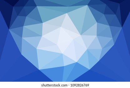 Light BLUE vector polygon abstract backdrop with a heart in a centre. A sample with polygonal shapes. Polygonal design for your web site.