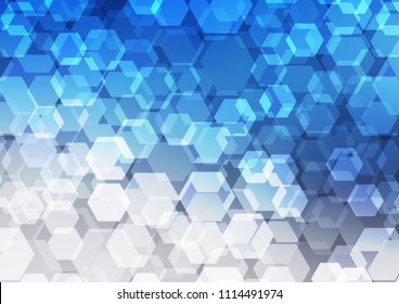 Light BLUE vector polygon abstract template. hexagonal geometric sample with gradient.  Brand new design for your business.