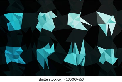 Light BLUE vector polygon abstract backdrop. Geometric illustration in Origami style with gradient.  The best triangular design for your business.