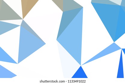 Light BLUE vector polygonal background. Shining polygonal illustration, which consist of triangles. Triangular pattern for your design.
