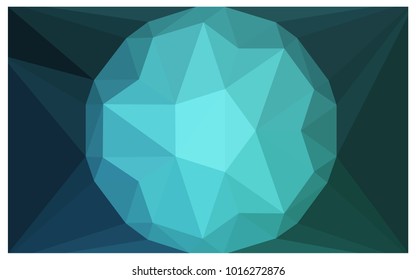 Light BLUE vector polygonal illustration, which consist of triangles with a gemstone in center. Triangular design of a huge diamond for your business. Creative geometric background of gems.