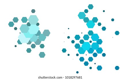 Light BLUE vector polygonal illustration, which consist of hexagons. Hexagonal pattern for your business design. Geometric background in Origami style with gradient. 