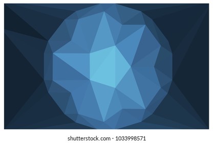 Light BLUE vector polygonal illustration, which consist of triangles with a gemstone in center. Triangular design of a huge diamond for your business. Creative geometric background of gems.