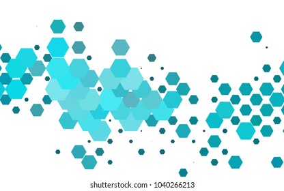 Light BLUE vector polygonal illustration, which consist of hexagons. Hexagonal pattern for your business design. Geometric background in Origami style with gradient. 