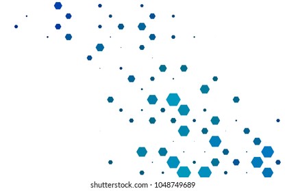 Light BLUE vector polygonal illustration, which consist of hexagons. Hexagonal design for your business. Creative geometric background in Origami style with gradient