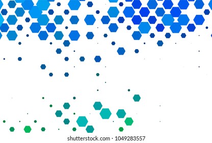 Light BLUE vector polygonal illustration, which consist of hexagons. Hexagonal pattern for your business design. Geometric background in Origami style with gradient. 