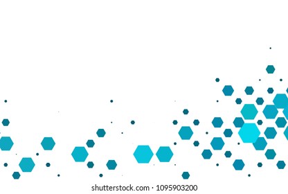 Light BLUE vector polygonal illustration, which consist of hexagons. Hexagonal design for your business. Creative geometric background in Origami style with gradient