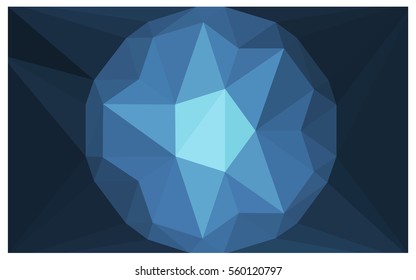Light BLUE vector polygonal illustration, which consist of triangles with a gemstone in center. Triangular design of a huge diamond for your business. Creative geometric background of gems.