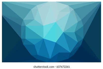 Light BLUE vector polygonal illustration, which consist of triangles with a gemstone in center. Triangular design of a huge diamond for your business. Creative geometric background of gems.