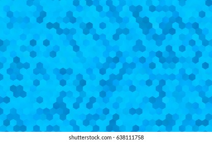 Light BLUE vector polygonal illustration, which consist of hexagons. Hexagonal design for your business. Creative geometric background in Origami style with gradient