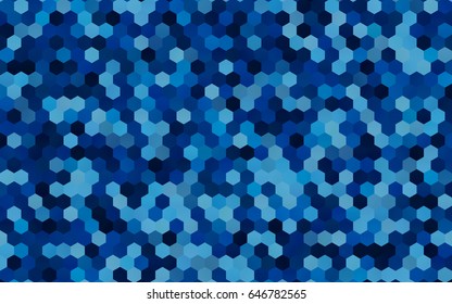 Light BLUE vector polygonal illustration, which consist of hexagons. Hexagonal pattern for your business design. Geometric background in Origami style with gradient. 