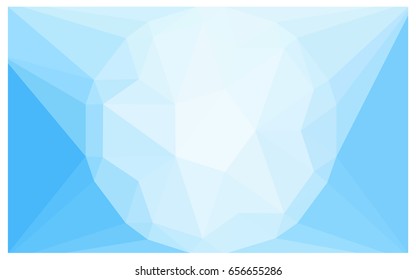 Light BLUE vector polygonal illustration, which consist of triangles with a gemstone in center. Triangular design of a huge diamond for your business. Creative geometric background of gems.