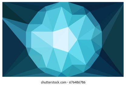 Light BLUE vector polygonal illustration, which consist of triangles with a gemstone in center. Triangular design of a huge diamond for your business. Creative geometric background of gems.