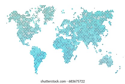 Light BLUE vector polygonal illustration, which consist of hexagons. Hexagonal pattern for your business design. Geometric background in Origami style with gradient. 