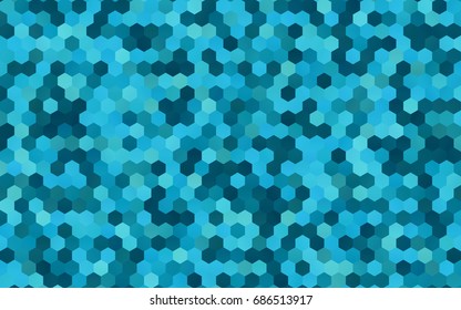 Light BLUE vector polygonal illustration, which consist of hexagons. Hexagonal design for your business. Creative geometric background in Origami style with gradient