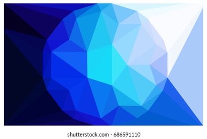 Light BLUE vector polygonal illustration, which consist of triangles with a gemstone in center. Triangular design of a huge diamond for your business. Creative geometric background of gems.