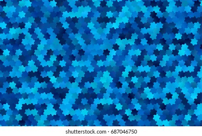 Light BLUE vector polygonal illustration, which consist of hexagons. Hexagonal design for your business. Creative geometric background in Origami style with gradient