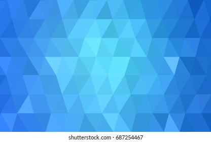 Light BLUE vector polygonal illustration, which consist of triangles. Triangular pattern for your business design. Geometric background in Origami style with gradient. 