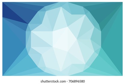 Light BLUE vector polygonal illustration, which consist of triangles with a gemstone in center. Triangular design of a huge diamond for your business. Creative geometric background of gems.