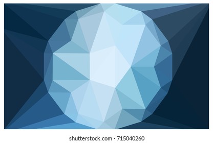 Light BLUE vector polygonal illustration, which consist of triangles with a gemstone in center. Triangular design of a huge diamond for your business. Creative geometric background of gems.