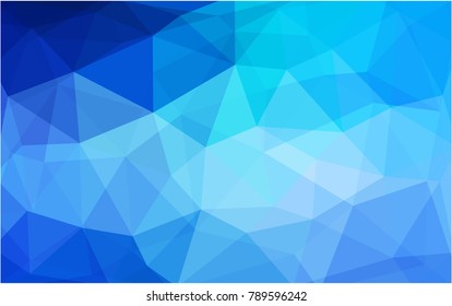 Light BLUE vector polygonal illustration, which consist of triangles. Triangular pattern for your business design. Geometric background in Origami style with gradient. 