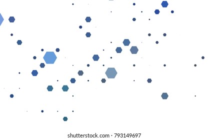Light BLUE vector polygonal illustration, which consist of hexagons. Hexagonal pattern for your business design. Geometric background in Origami style with gradient. 